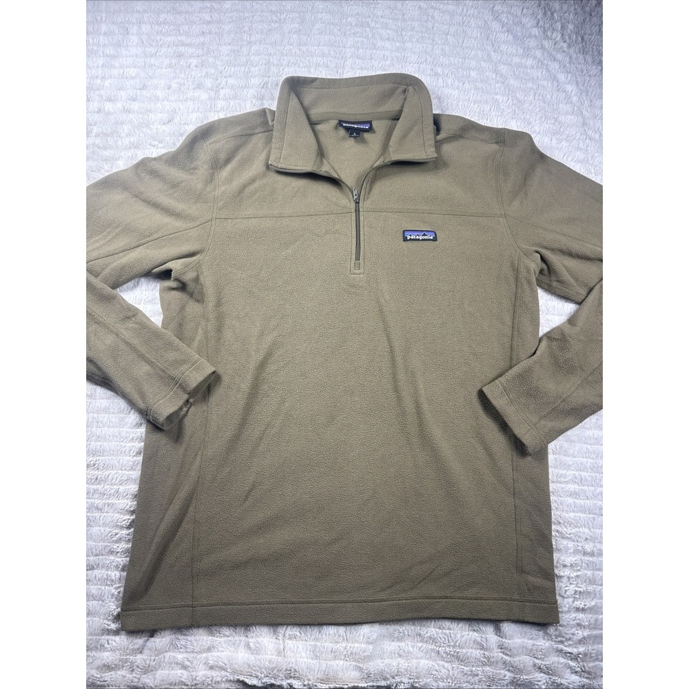 Patagonia Micro D Fleece Men's Sz Large Pullover 1/4 Zip Lightweight Olive Green